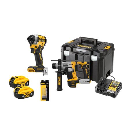 ชุดสว่านไขควงและสว่านโรตารี่ไร้สาย (พร้อมแบตเตอรี่และแท่นชาร์จ) DEWALT DCK2213P2TA-B1 18 โวลต์_2