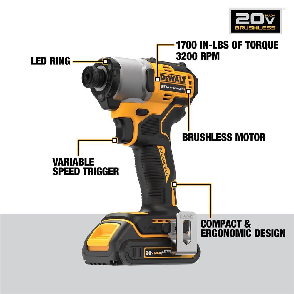 ชุดสว่านกระแทกและไขควงกระแทกไร้สาย (พร้อมแบตเตอรี่และแท่นชาร์จ) DEWALT DCK2214D2TA-B1 18 โวลต์