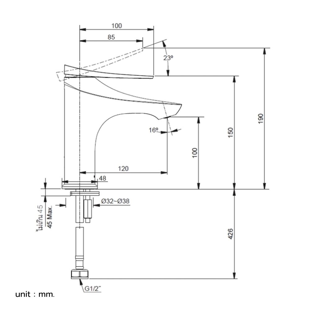 ก๊อกอ่างล้างหน้า KOHLER K-29546T-4CD-BL