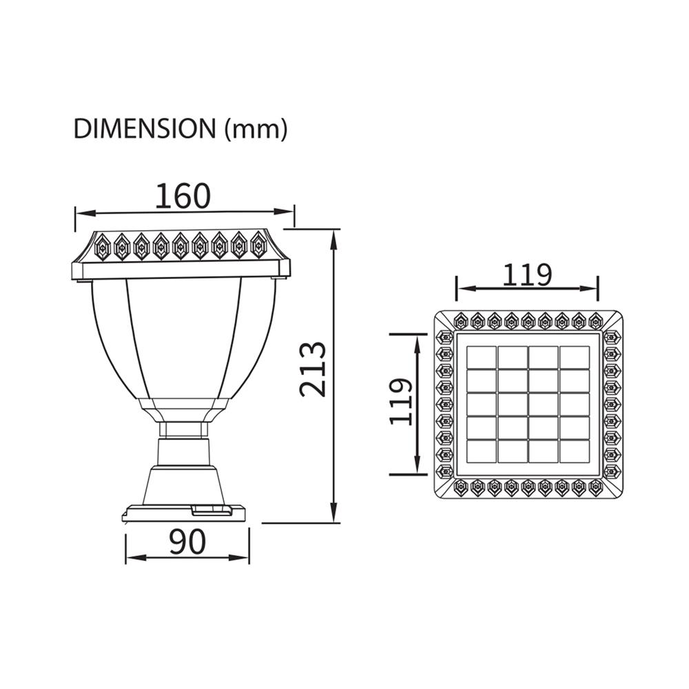 ไฟหัวเสา SOLAR SHINING S-PTL03B 50 วัตต์ DAYLIGHT/COOL WHITE/WARM WHITE สีดำ