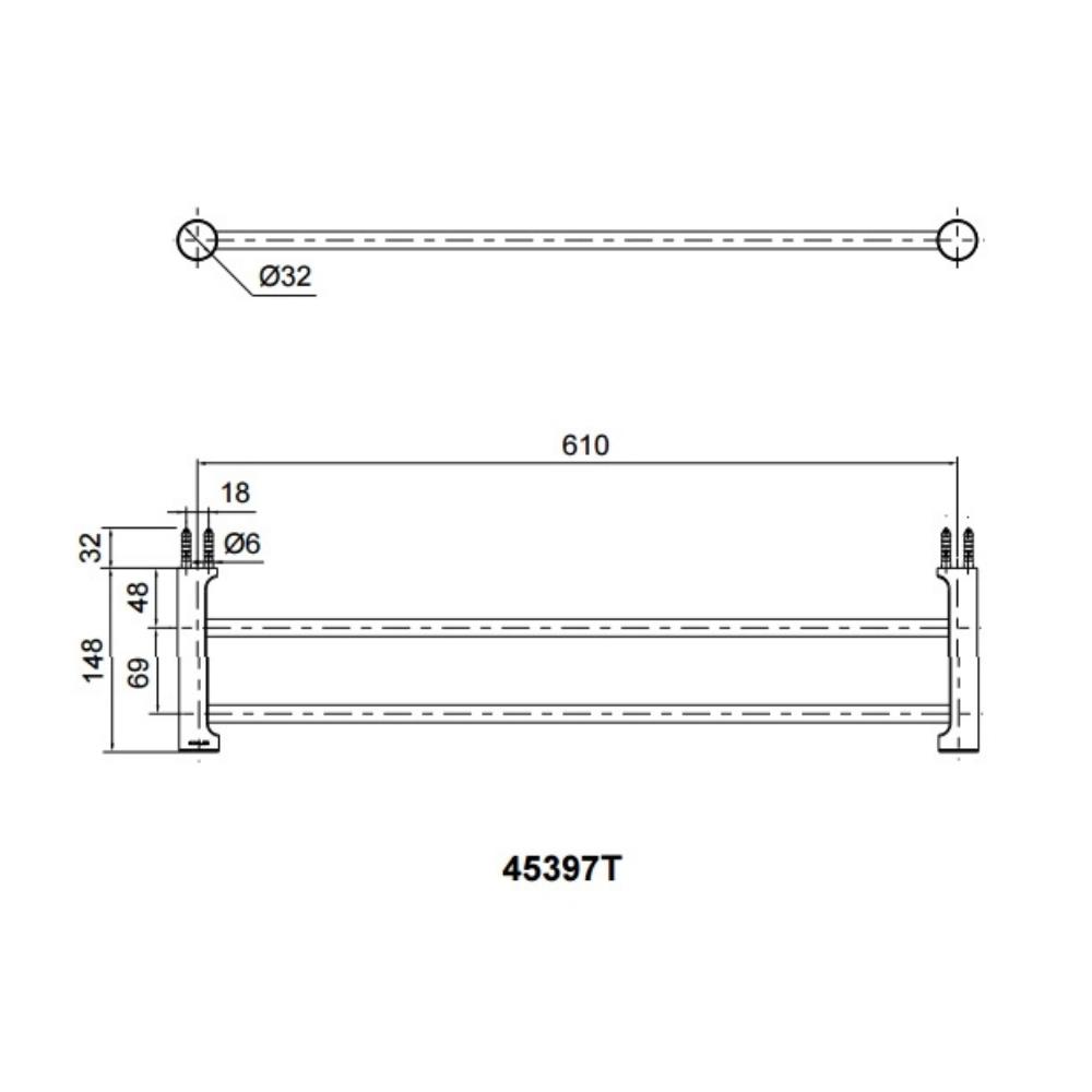 ราวแขวนผ้า KOHLER K-45397T-CP สีโครม