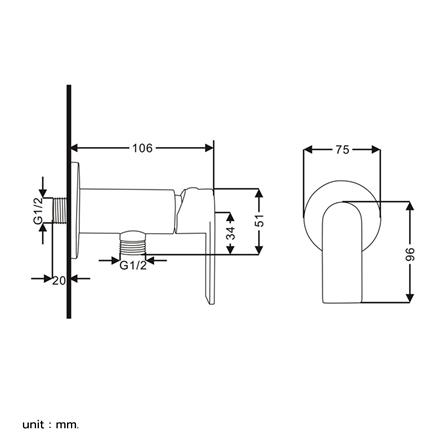 วาล์วฝักบัว RASLAND C311-C22 สีดำ_3