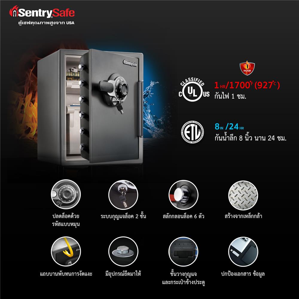 ตู้นิรภัยมือหมุน SENTRYSAFE SFW205DPB สีดำ
