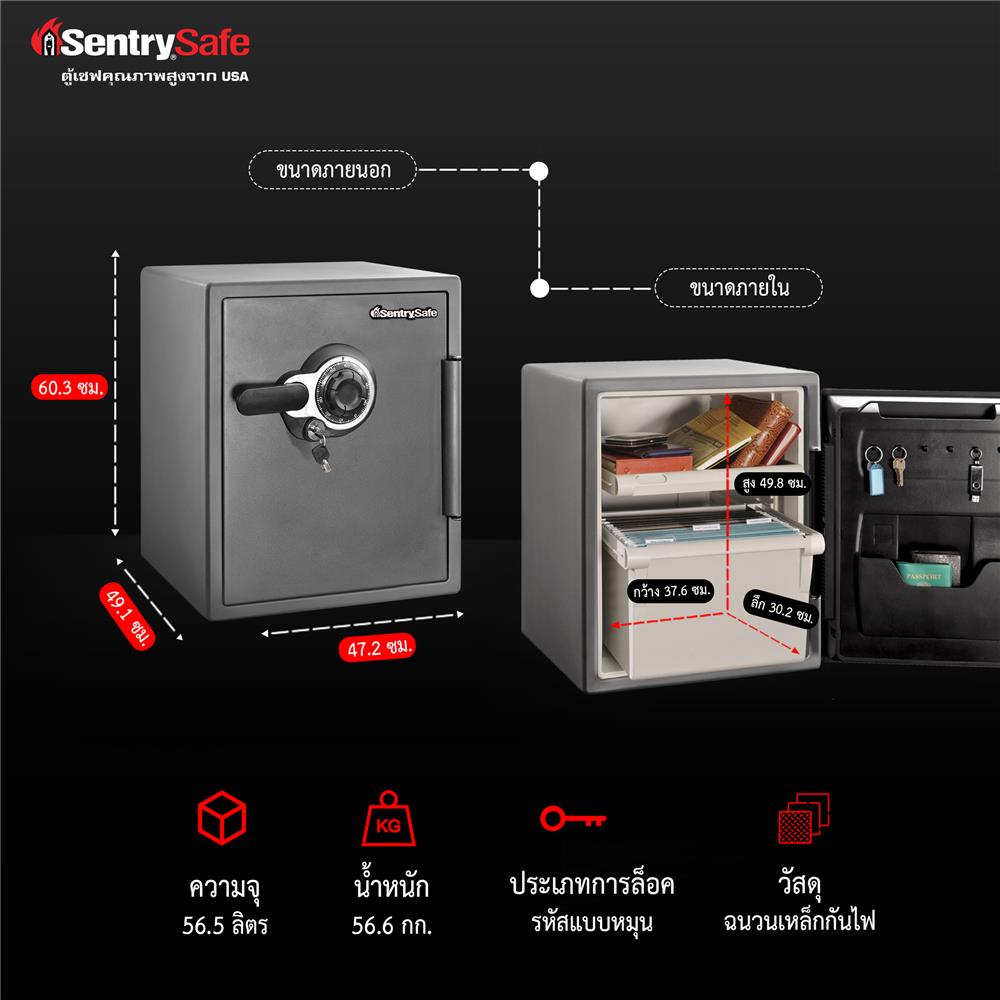 ตู้นิรภัยมือหมุน SENTRYSAFE SFW205DPB สีดำ