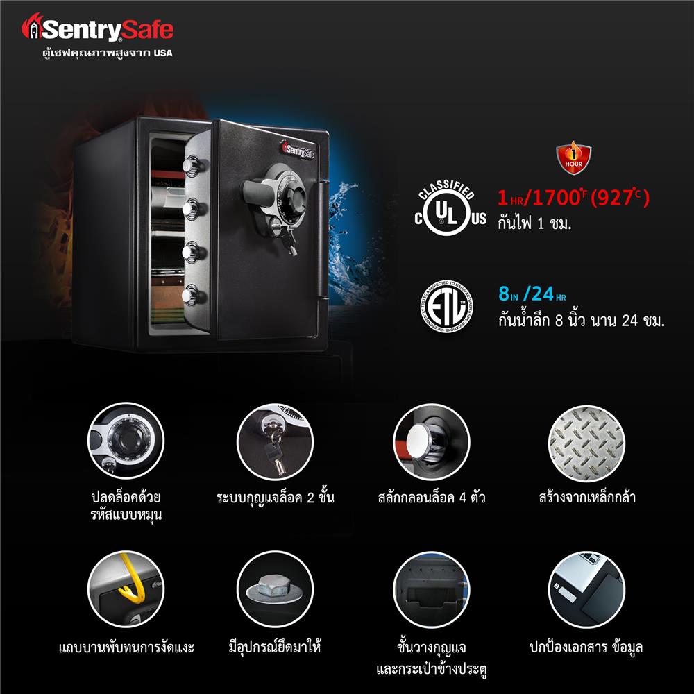 ตู้นิรภัยมือหมุน SENTRYSAFE SFW123DTB สีดำ