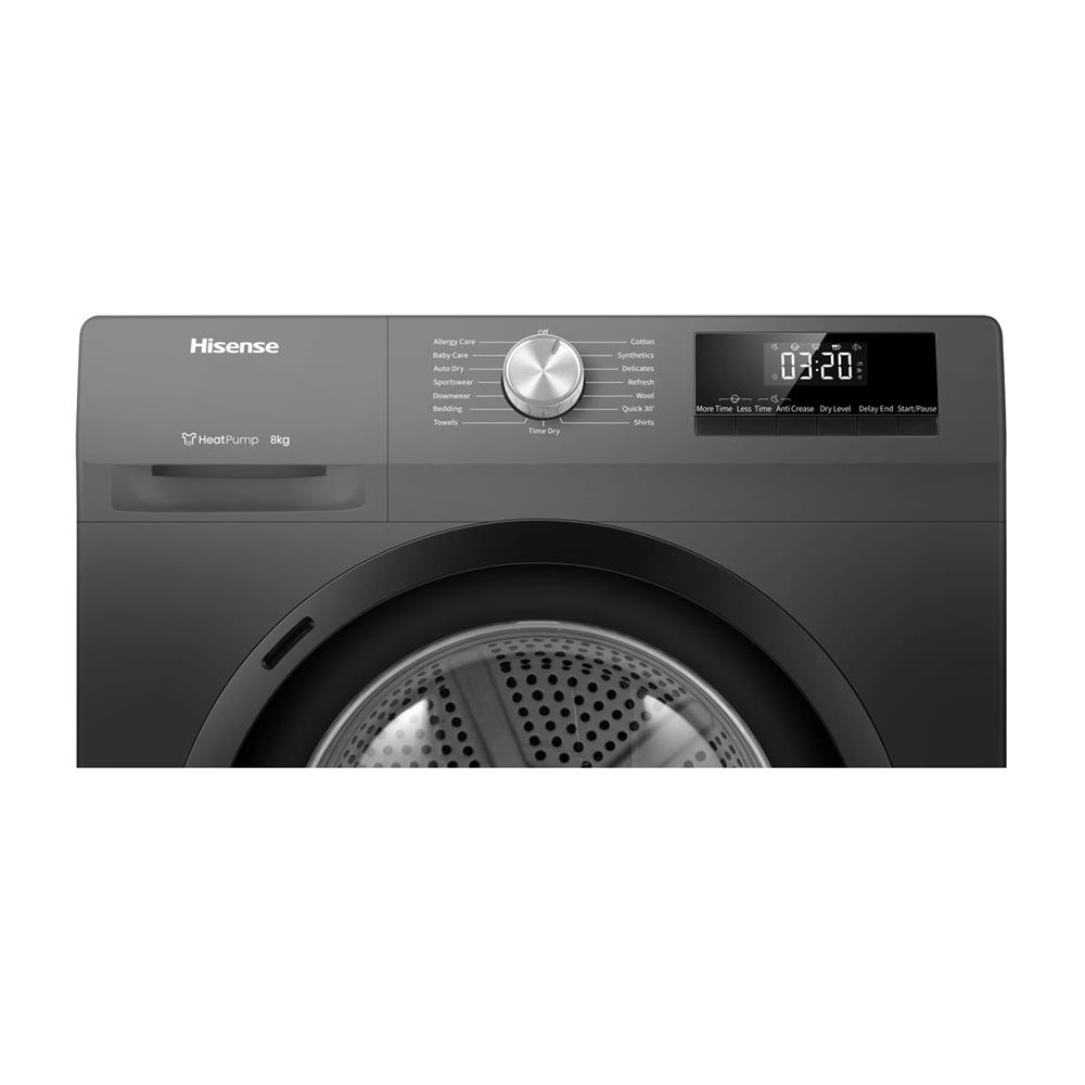 เครื่องอบผ้าฝาหน้า HISENSE DH80N1 8 กก. HEAT PUMP สีเทา