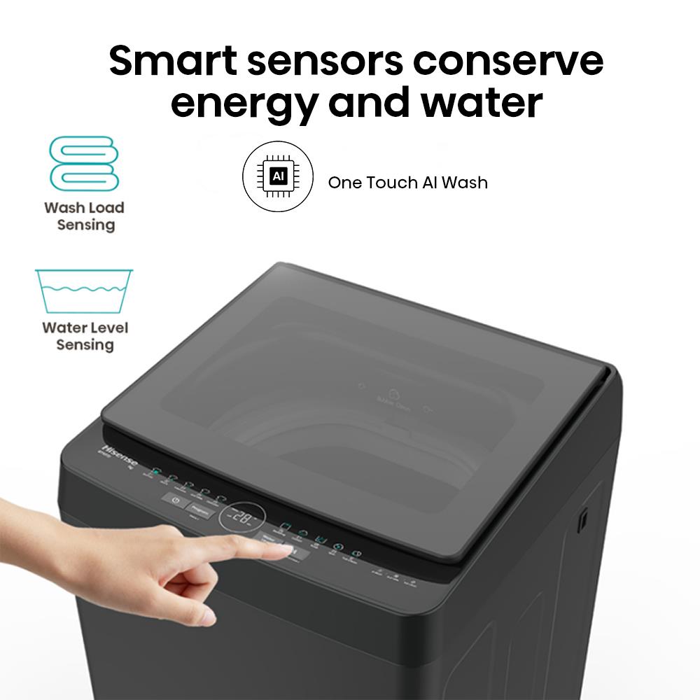 เครื่องซักผ้าฝาบน HISENSE WT90F30 9 กก. สีดำ