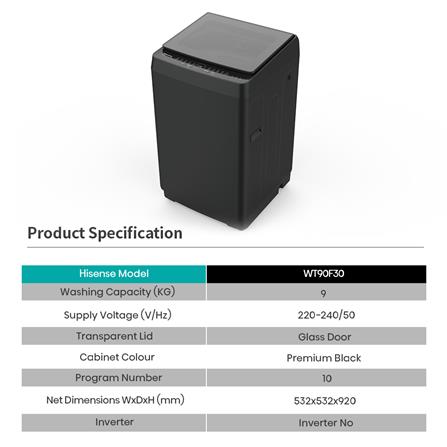 เครื่องซักผ้าฝาบน HISENSE WT90F30 9 กก. สีดำ_10