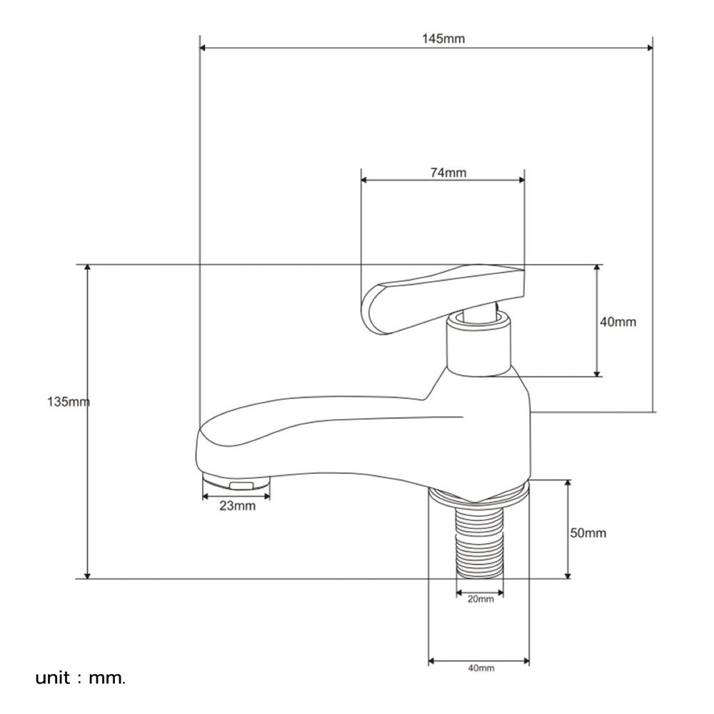 ก๊อกอ่างล้างหน้า RASLAND A121-A2222 สีสเตนเลส