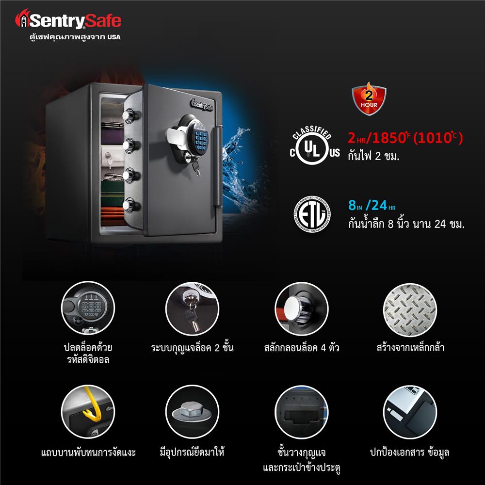 ตู้นิรภัย ELECTRONIC SENTRYSAFE STW123GDC สีดำ