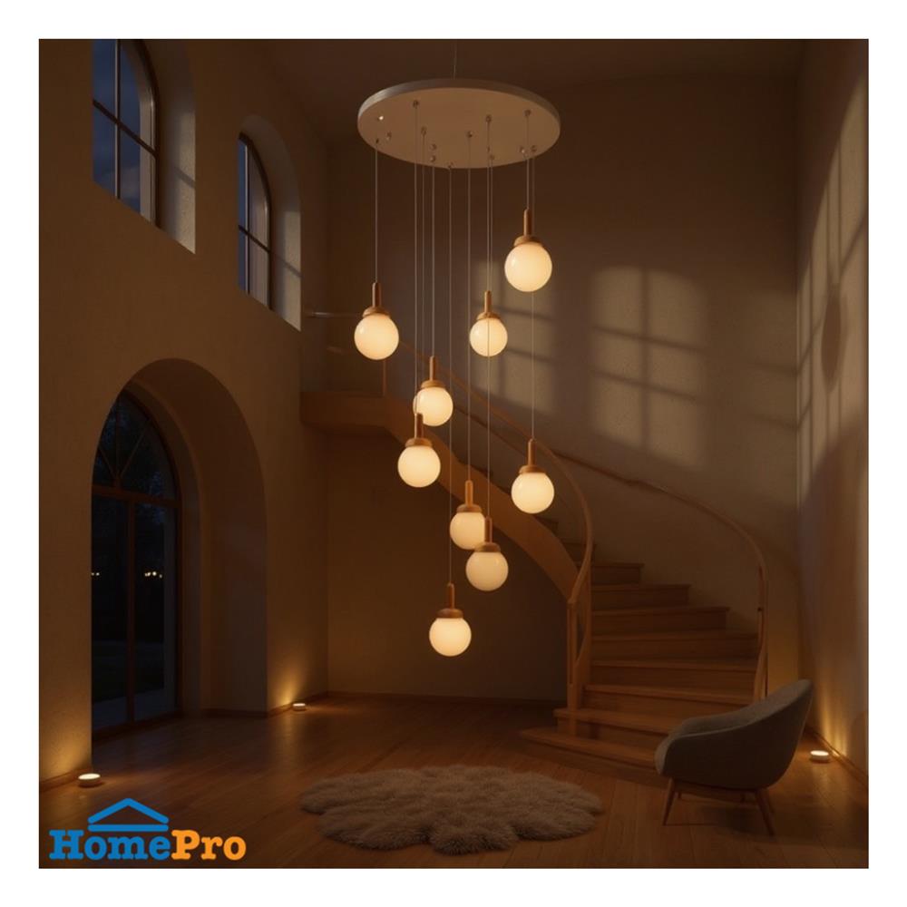 ไฟช่อ LUMAX 01-03175 สีน้ำตาล/ขาว 10 หัว