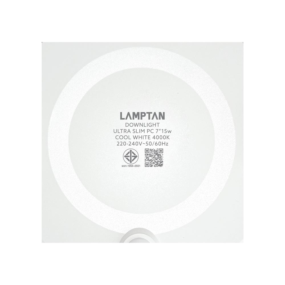 ดาวน์ไลท์ LED LAMPTAN ULTRA SLIM PC 7 นิ้ว 15 วัตต์ COOL WHITE สีขาว