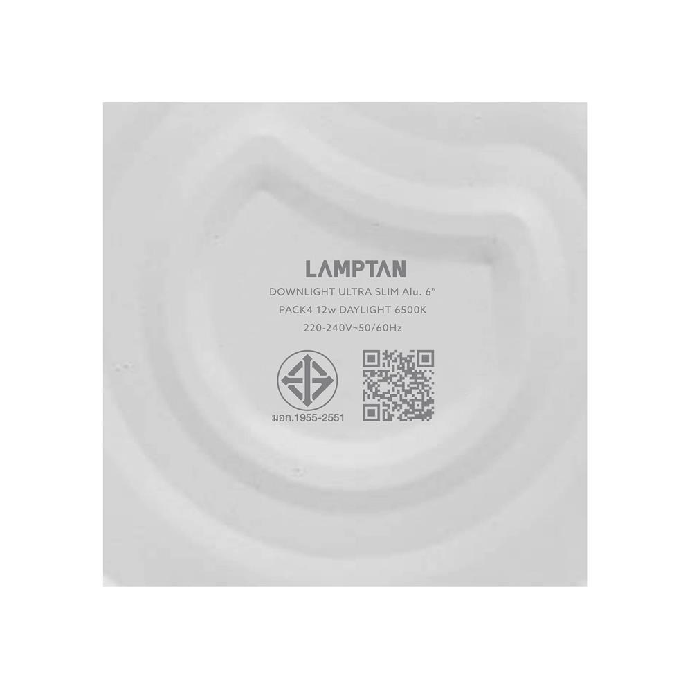 ดาวน์ไลท์ LED LAMPTAN SLIM 6 นิ้ว 12 วัตต์ DAYLIGHT สีขาว (แพ็ก 4 ชิ้น)
