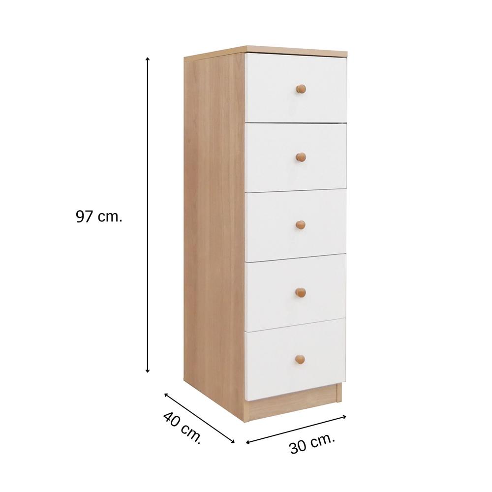 ตู้ลิ้นชัก 5 ลิ้นชัก FURDINI MINIE 30 ซม. สีไม้/ขาว