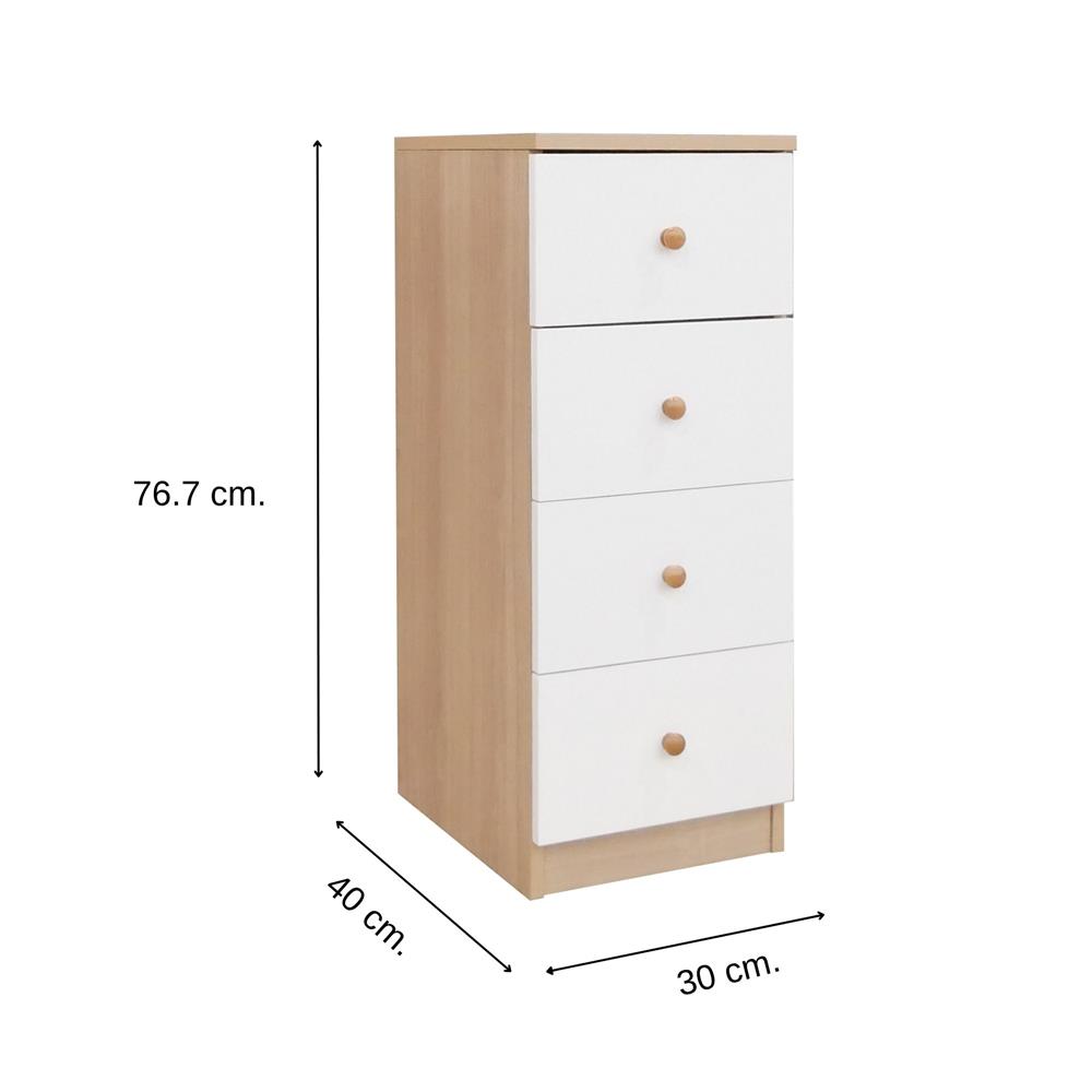 ตู้ลิ้นชัก 4 ลิ้นชัก FURDINI MINIE 30 ซม. สีไม้/ขาว