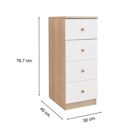 ตู้ลิ้นชัก 4 ลิ้นชัก FURDINI MINIE 30 ซม. สีไม้/ขาว_6