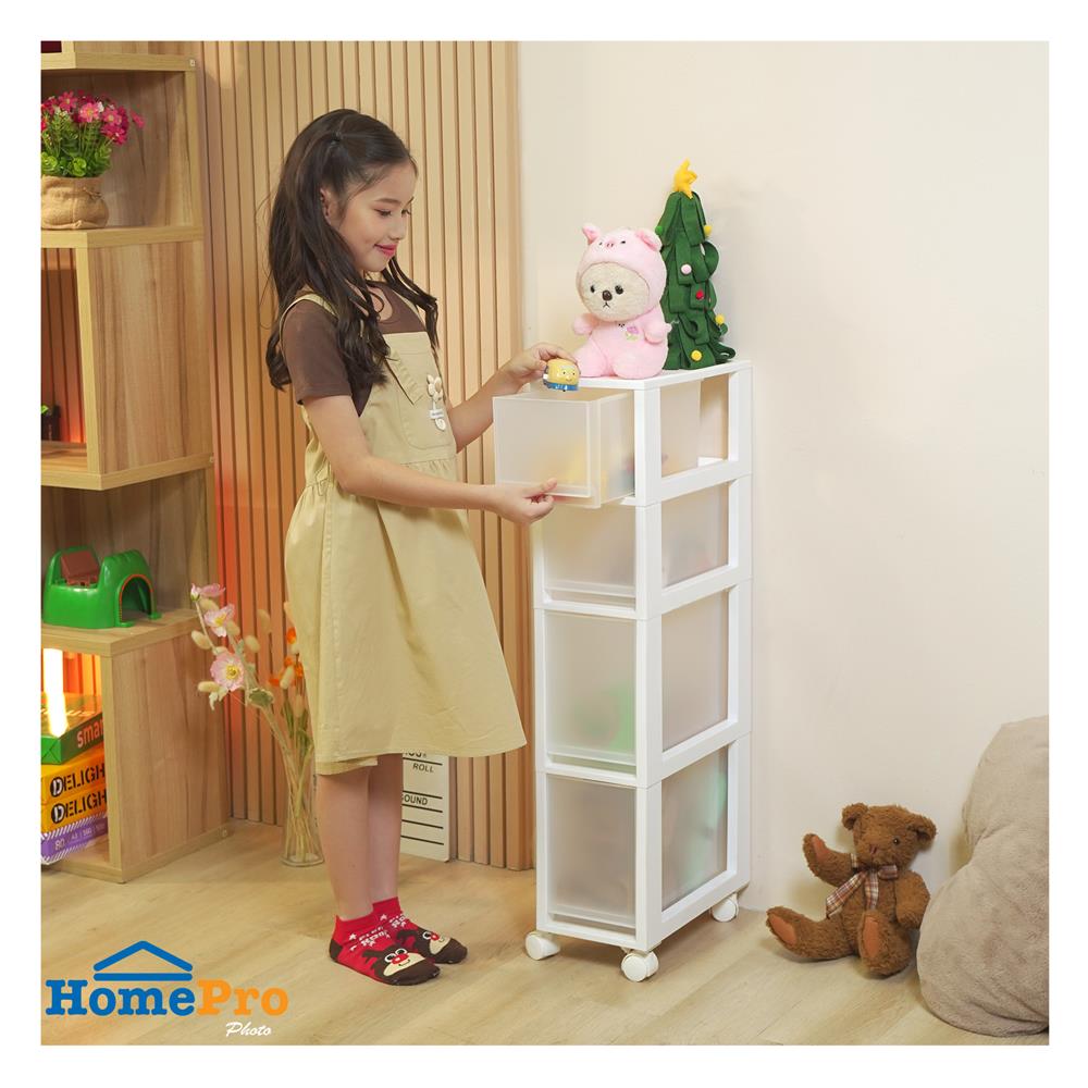 ตู้ลิ้นชักแคบ 4 ชั้น STACKO HANA 19x36.5x90.8 ซม. สีขาว