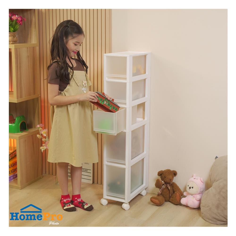 ตู้ลิ้นชักแคบ 5 ชั้น STACKO HANA 19x36.5x104.3 ซม. สีขาว
