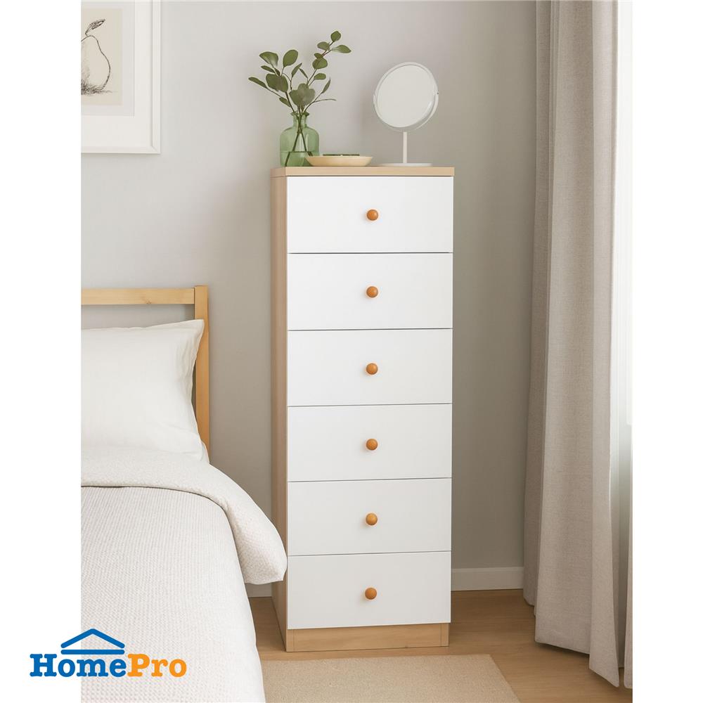 ตู้ลิ้นชัก 6 ลิ้นชัก FURDINI MINIE 30 ซม. สีไม้/ขาว