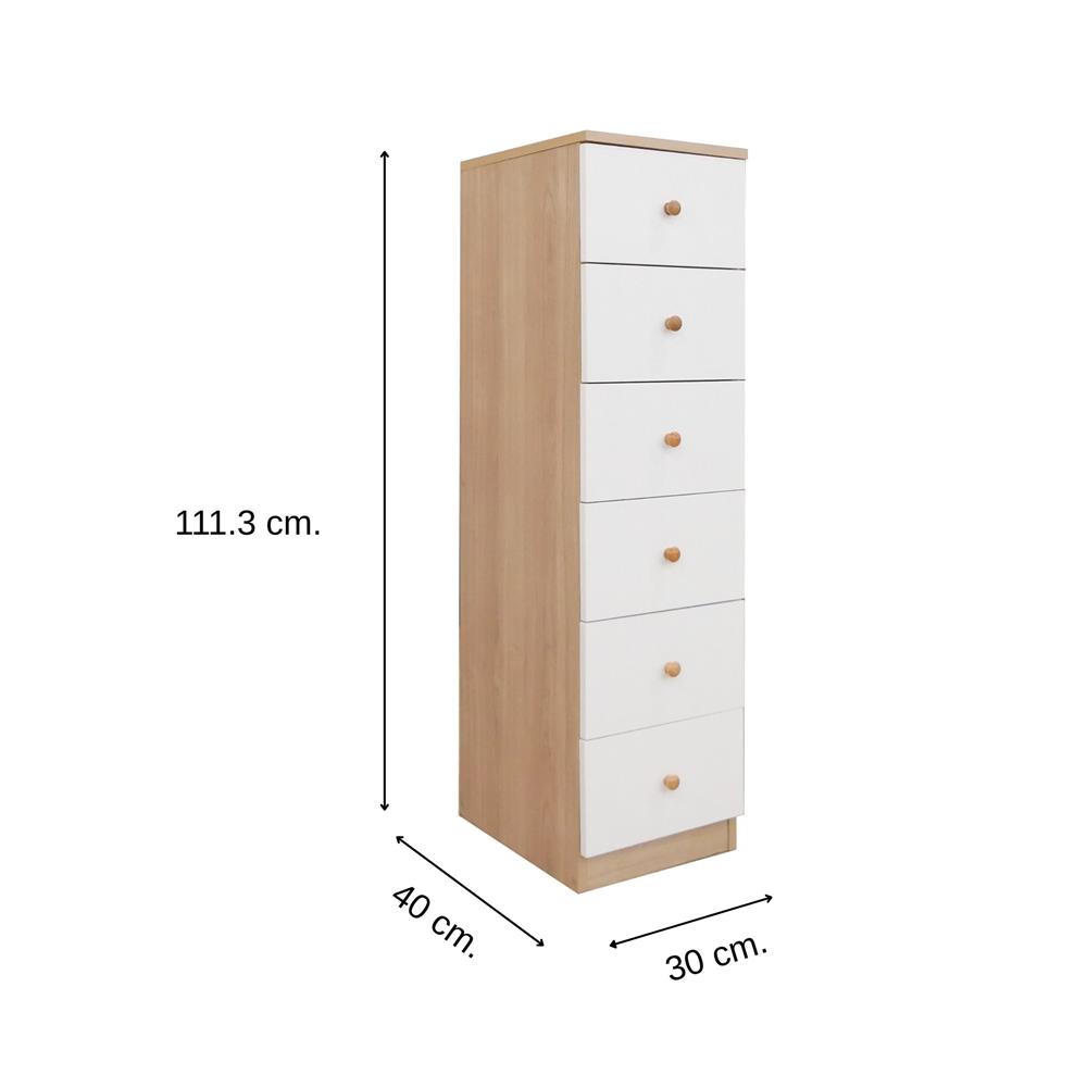 ตู้ลิ้นชัก 6 ลิ้นชัก FURDINI MINIE 30 ซม. สีไม้/ขาว