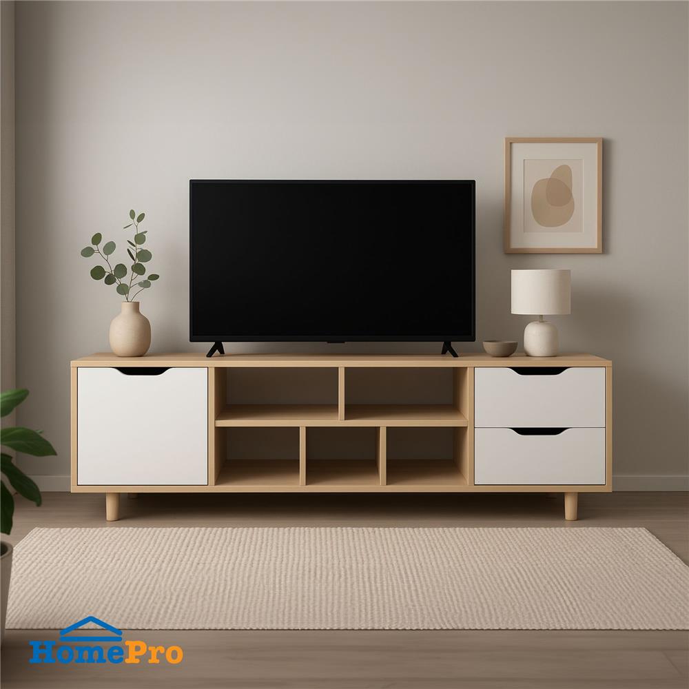 ตู้วางทีวี FURDINI MINIE 160 ซม. สีไม้/ขาว