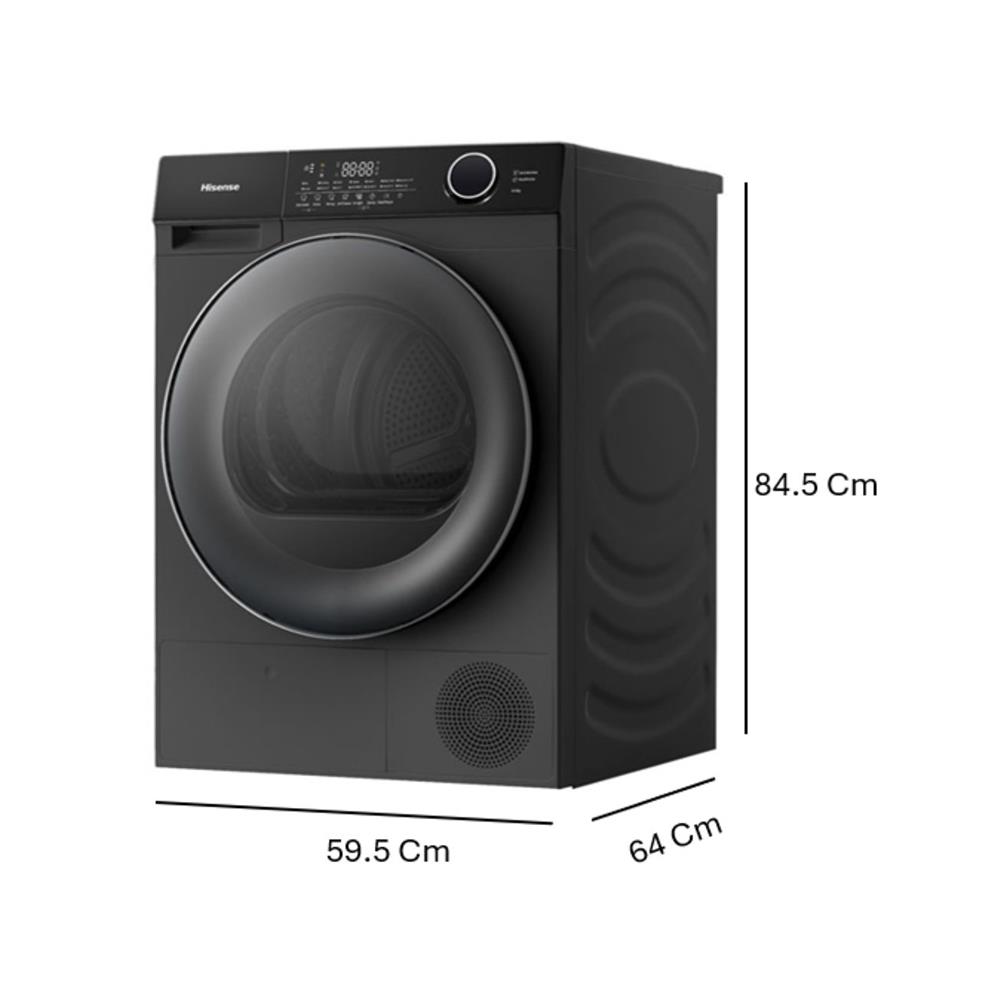 เครื่องอบผ้าฝาหน้า HISENSE DH105M3 10.5 กก. HEAT PUMP สีดำ