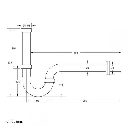 ท่อน้ำทิ้งอ่างล้างหน้าพีแทรป RASLAND T923-T55-BK 40 ซม._1