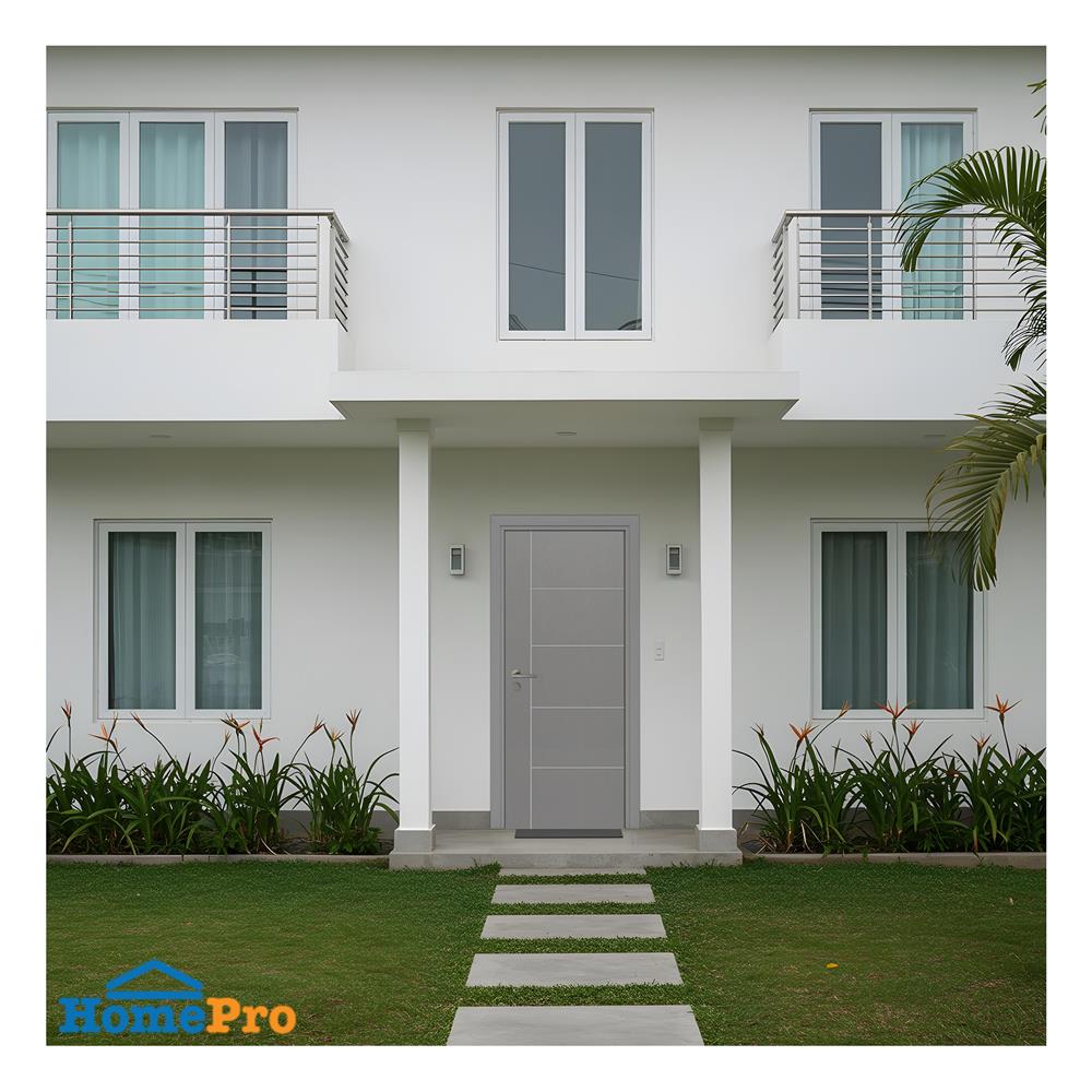 ประตูภายนอก UPVC เจาะลูกบิด MODERNWOOD MWNR004 80x200 ซม. สีเทา