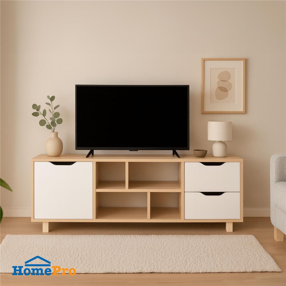 ตู้วางทีวี FURDINI MINIE 140 ซม. สีไม้/ขาว