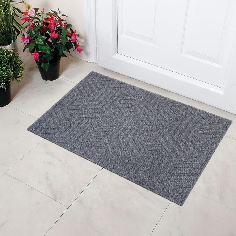 พรมเช็ดเท้าดักฝุ่น PRAW DEE-ECO 45x75 ซม. สีเทา