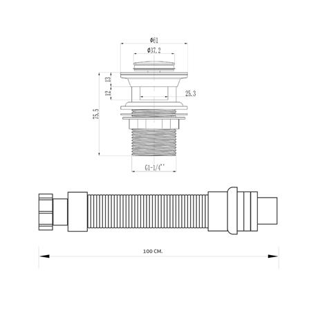ชุดท่อน้ำทิ้งอ่างล้างหน้าท่อย่น DONMARK GL-5342 100 ซม._4