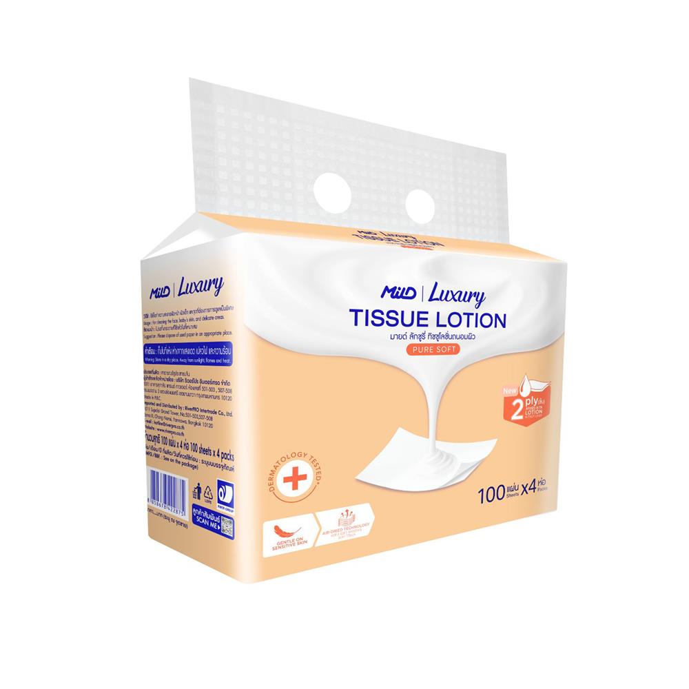กระดาษเช็ดหน้า MILD LUXURY LOTION CLASSIC FORMULA 100 แผ่น (แพ็ก 4 ชิ้น)