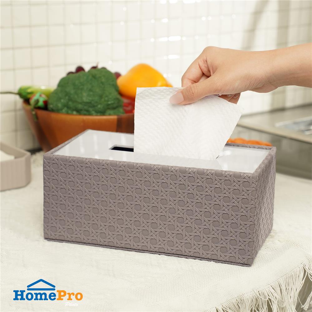 กล่องทิชชู่แผ่น PVC KECH PETRA สีเทา