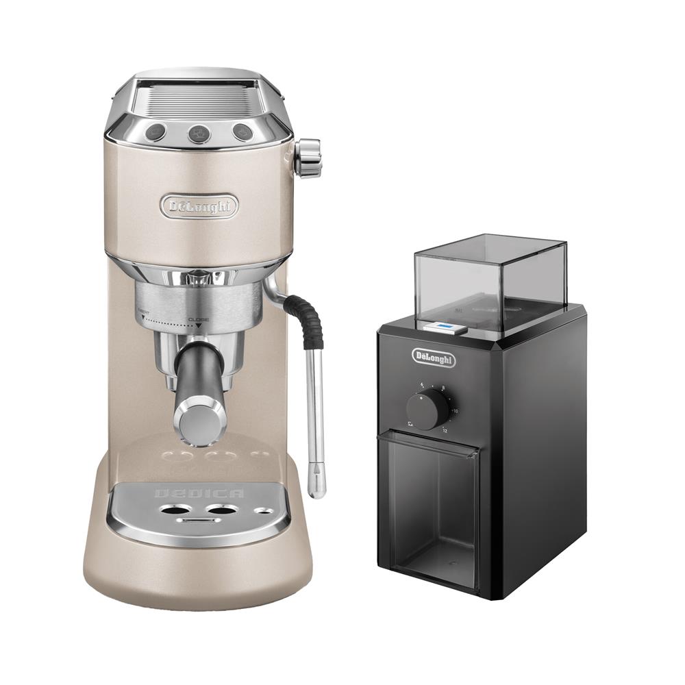 ชุดเครื่องชงกาแฟและเครื่องบดเมล็ดกาแฟ DELONGHI EC885BG+KG79