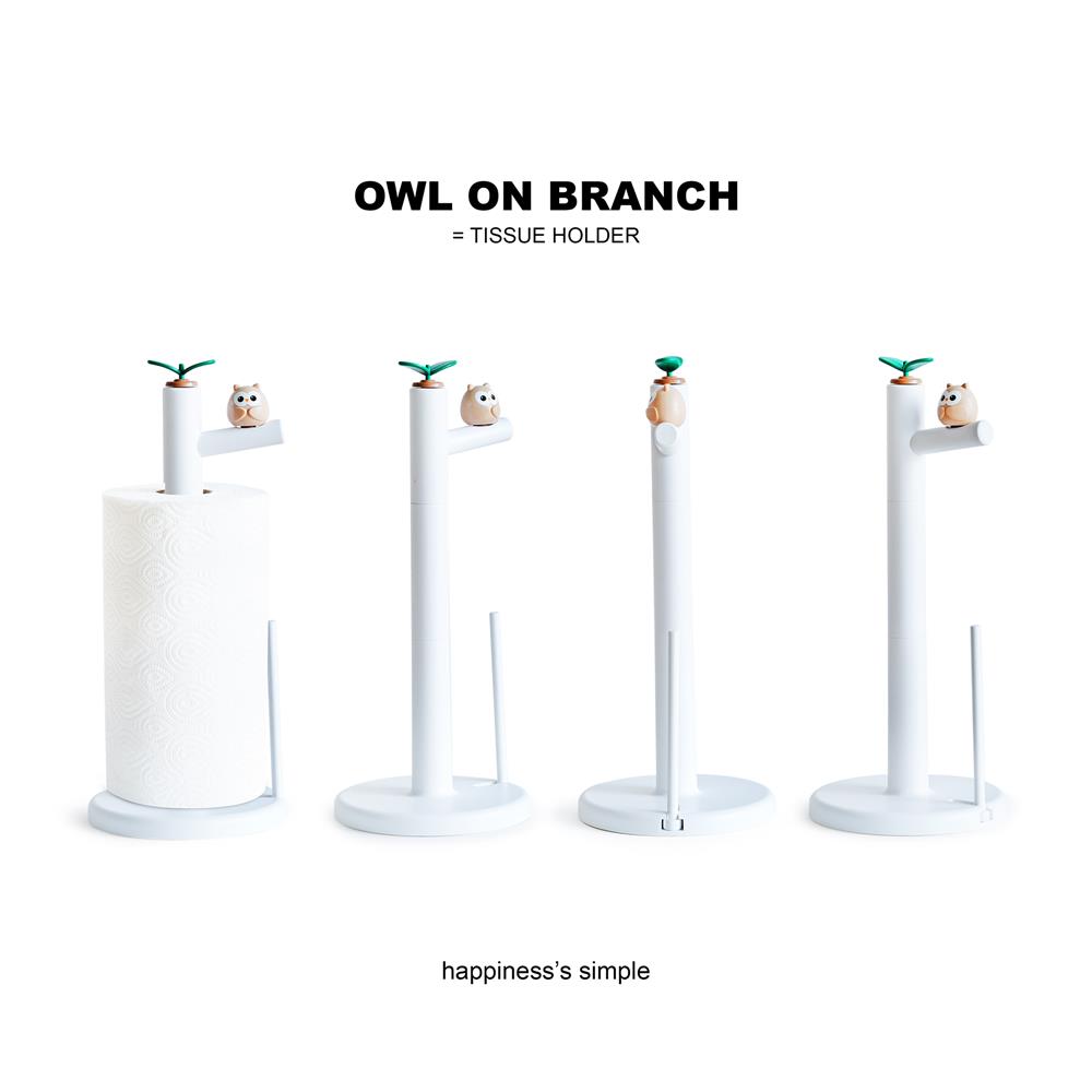 ที่ใส่ทิชชู่ม้วน MINIMAL SCULPT OWL FRIEND สีขาว