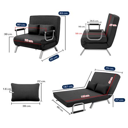 โซฟาเบด THAIBULL OLT502-80 สีดำ_10