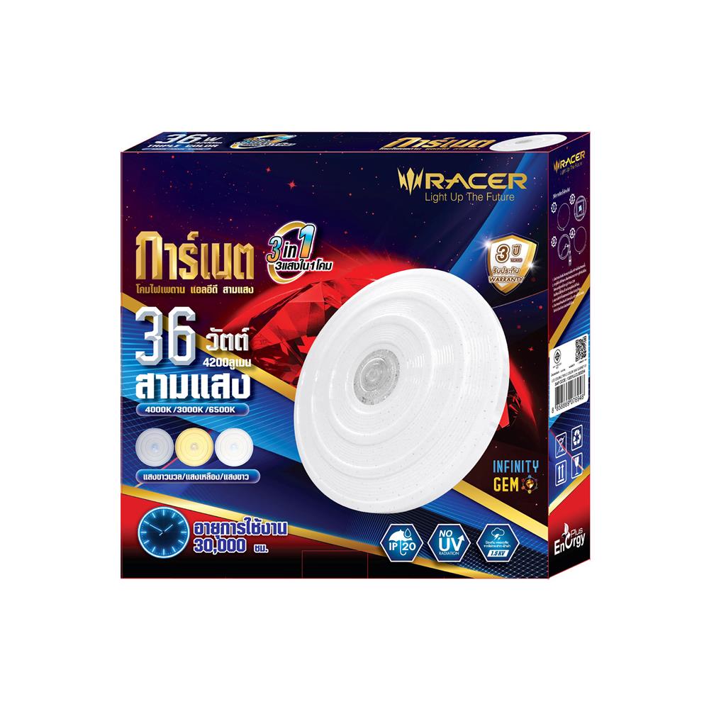 ไฟเพดาน LED RACER GARNET01 15 นิ้ว 36 วัตต์ DAYLIGHT/COOL WHITE/WARM WHITE