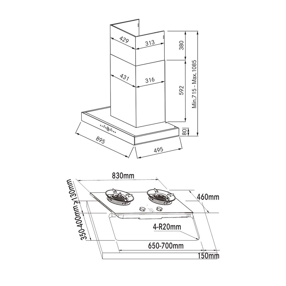เตาฝัง+เครื่องดูดควัน FRANKE FG8268NX+FT966NX