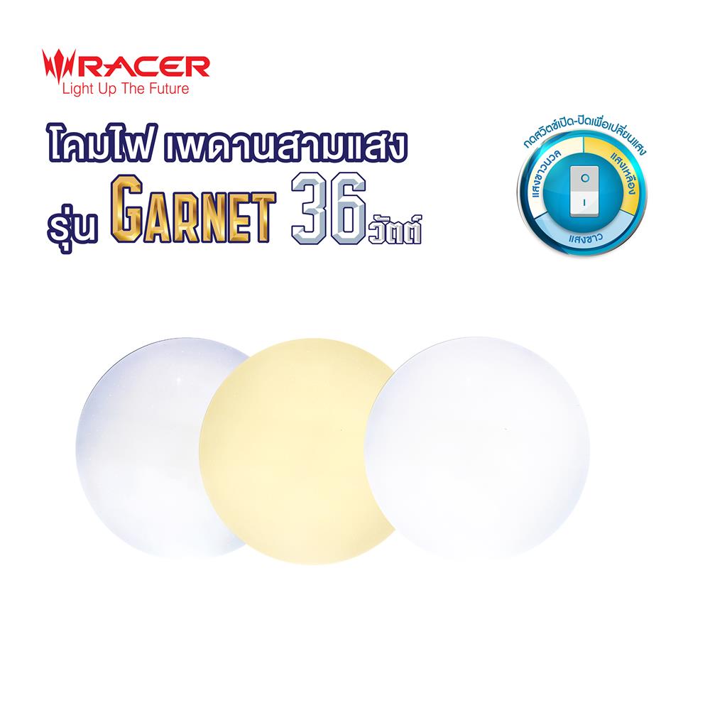 ไฟเพดาน LED RACER GARNET02 15 นิ้ว 36 วัตต์ DAYLIGHT/COOL WHITE/WARM WHITE