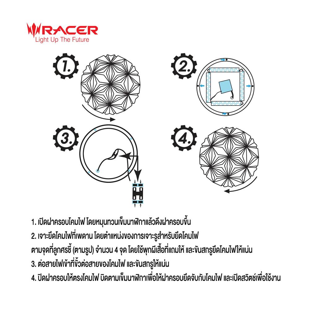ไฟเพดาน LED RACER AMETHYST-01 19.5 นิ้ว 60 วัตต์ DAYLIGHT/COOL WHITE/WARM WHITE