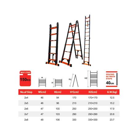 บันไดอเนกประสงค์ปรับแบบ BARCO 2x7 14 ขั้น สีดำ_5