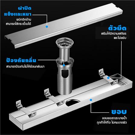 รางน้ำทิ้ง CASSA CL0204 100 ซม. สีเงิน_2