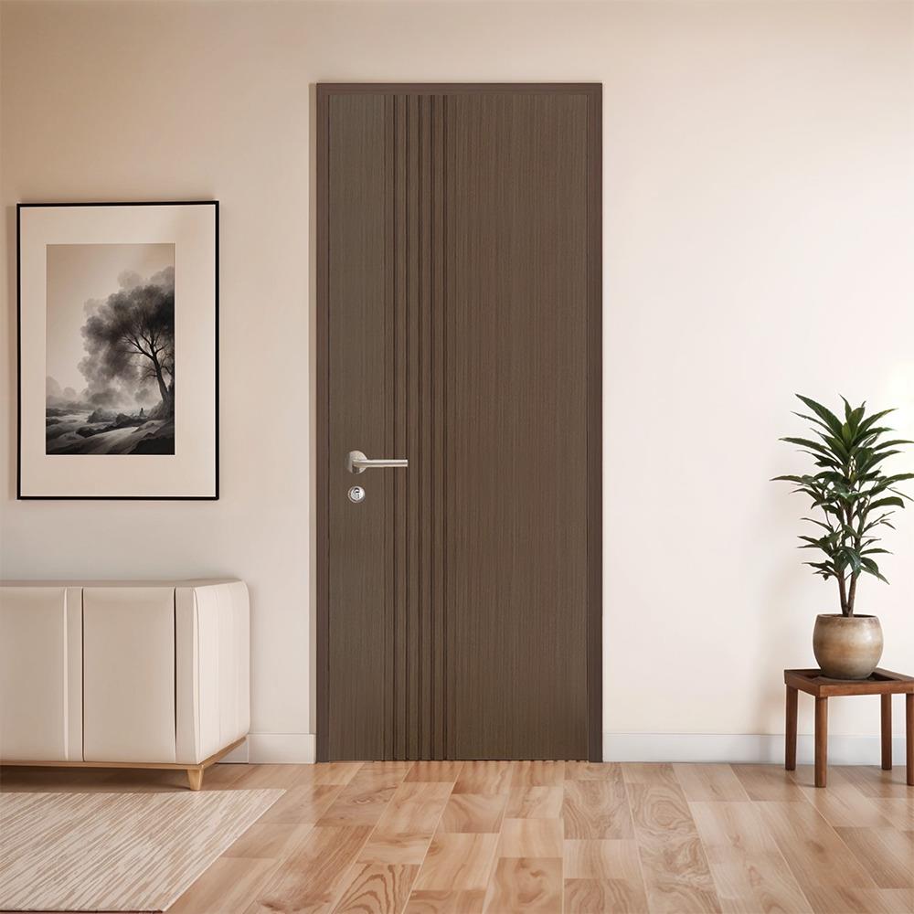 ประตูภายใน WPC ไม่เจาะลูกบิด LINEDEKOR IN01-08 80x200 ซม. สีโอ๊ค