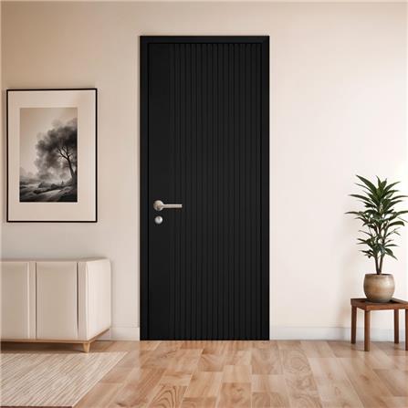 ประตูภายในโพลีสไตรีน ไม่เจาะลูกบิด LINEDEKOR VERTICAL 90x200 ซม. สีดำ_2