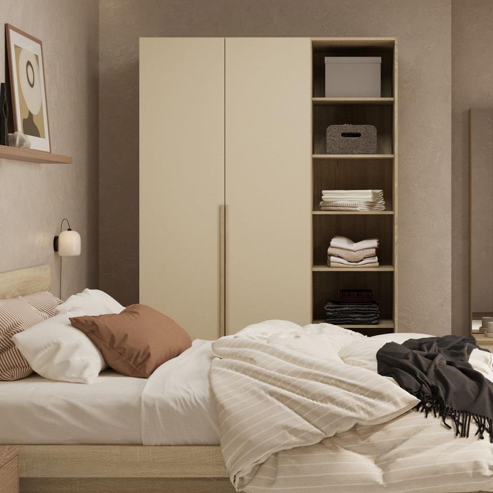 ตู้เสื้อผ้า 2 บานเปิด KONCEPT HANNIE 19242527 140 ซม. สีโซลิดโอ๊ค