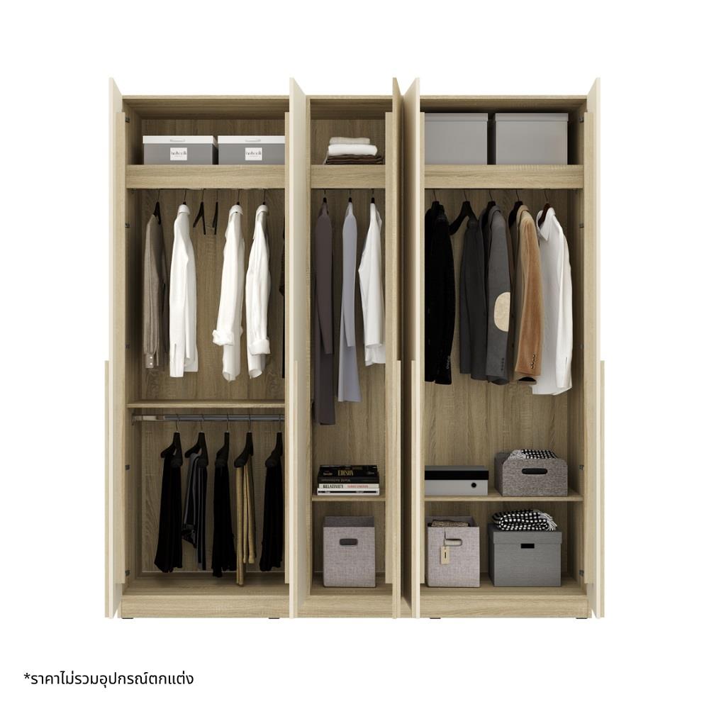 ตู้เสื้อผ้า 5 บานเปิด KONCEPT HANNIE 19242529 200 ซม. สีโซลิดโอ๊ค