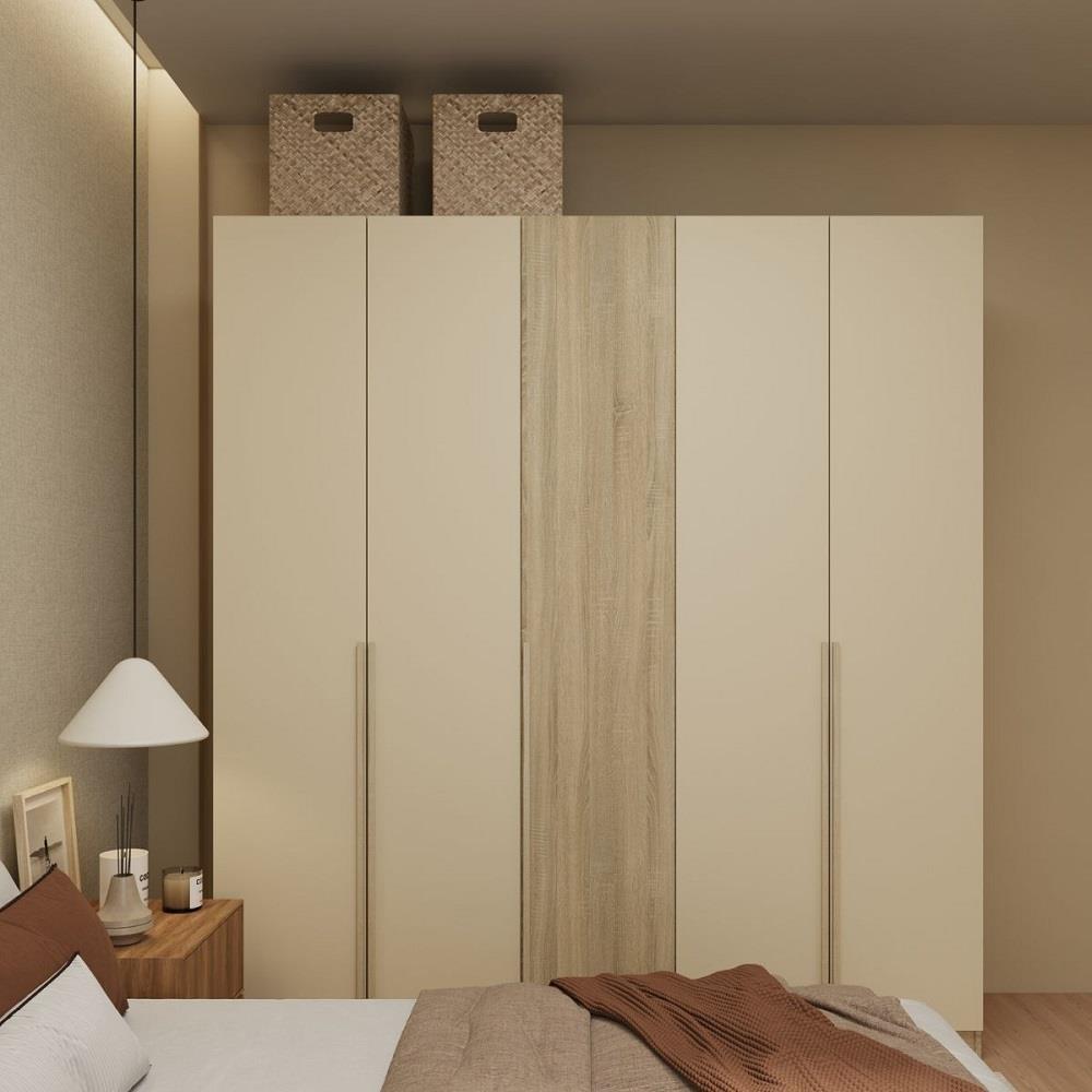 ตู้เสื้อผ้า 5 บานเปิด KONCEPT HANNIE 19242529 200 ซม. สีโซลิดโอ๊ค