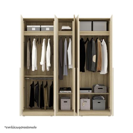 ตู้เสื้อผ้า 5 บานเปิด KONCEPT HANNIE 19242529 200 ซม. สีโซลิดโอ๊ค_2