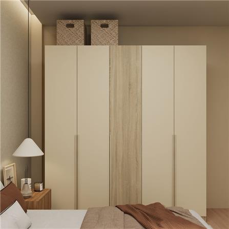 ตู้เสื้อผ้า 5 บานเปิด KONCEPT HANNIE 19242529 200 ซม. สีโซลิดโอ๊ค_3