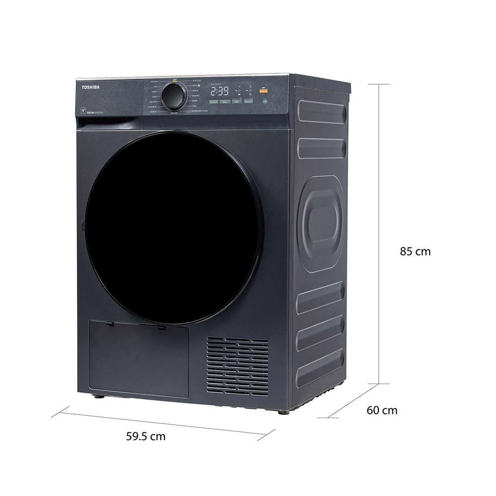 เครื่องอบผ้าฝาหน้า TOSHIBA TD-T21B90HWT(MG) 8 กก. HEAT PUMP สีเทา